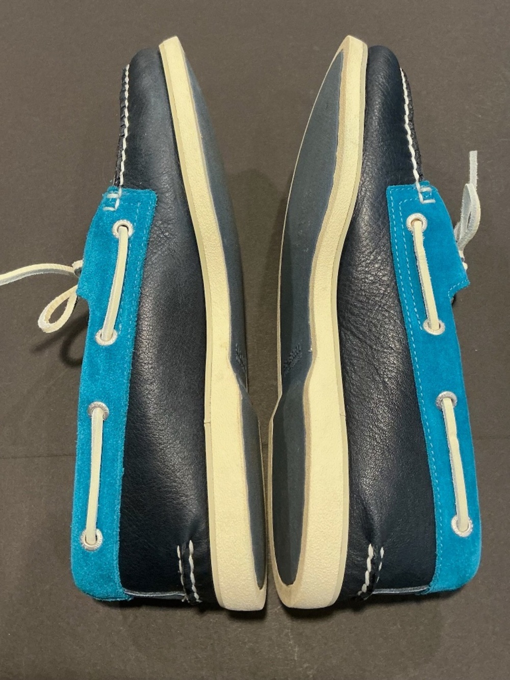 Sperry Top Sider Leather Suede Boat Shoes Blue Colorblock Men’s Size 10 - Picture 14 of 16